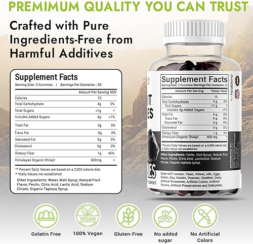 Miniatura 7 de healblend Gomitas Shilajit orgánicas del Himalaya de 600 mg  Salud óptima, energía e inmunidad para hombres y mujeres, sabor a fruta natural  60