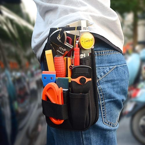 Miniatura 6 de WINJUN - Bolsa de herramientas para ventana, organizador de herramientas de vinilo, Oxford negro, impermeable, para herramientas, con múltiples