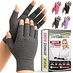 Compression Arthritis Gloves for Women and Men, Fingerless Rheumatoid Arthritis Carpal Tunnel Pain Relief Gloves, Hand Support Wrist Brace for Tendonitis Swelling Crocheting Typing Neuropathy GREY M