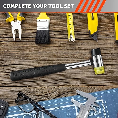 Miniatura 9 de Martillo de goma pequeño de doble cara, martillo de 0.98 pulgadas, bloque de roscado de martillo sin marcas para estirador de anillo, tamaño de