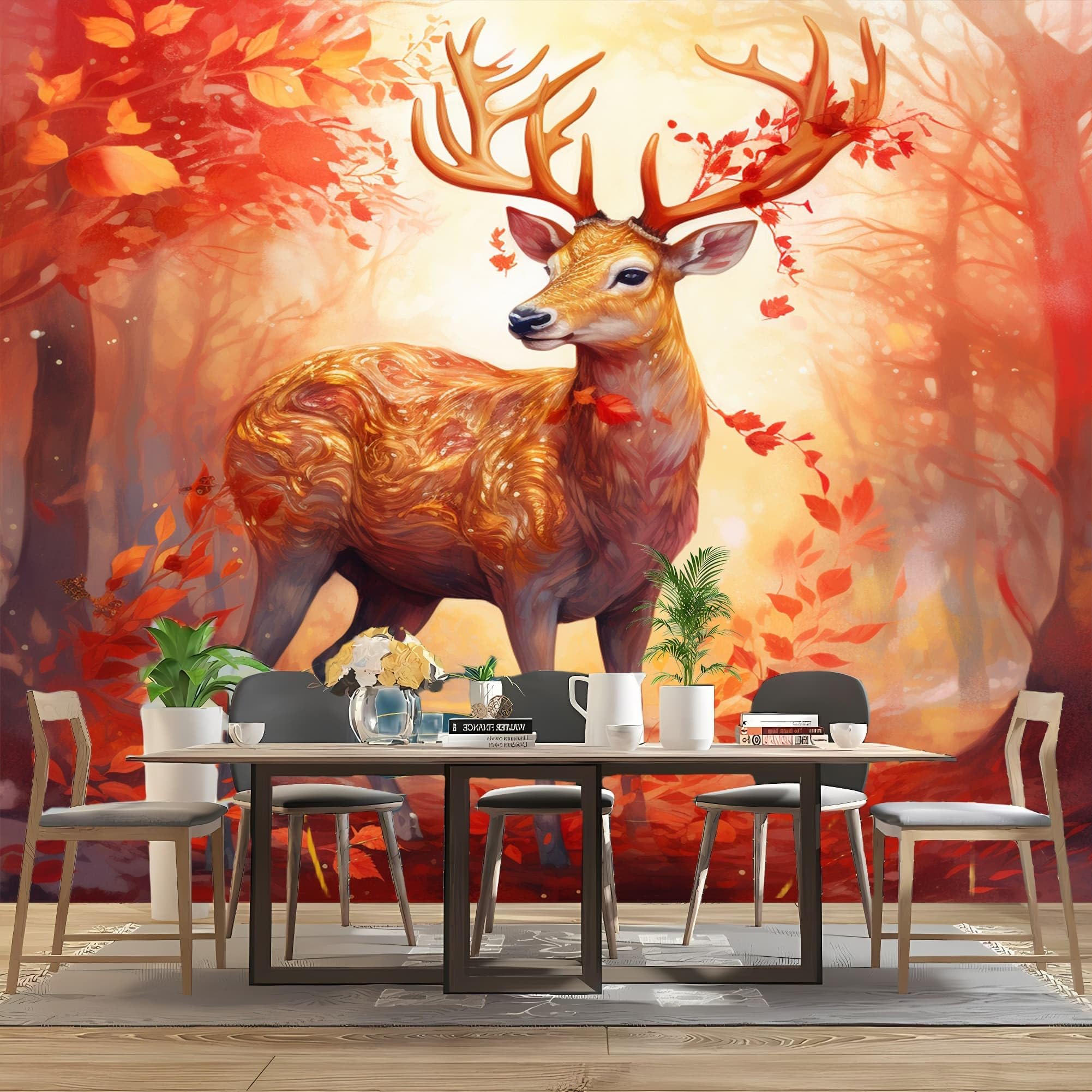 Pomarańczowy Czerwony Fototapety Efekty 3D Panoramiczna Tapeta 350 x 256 cm