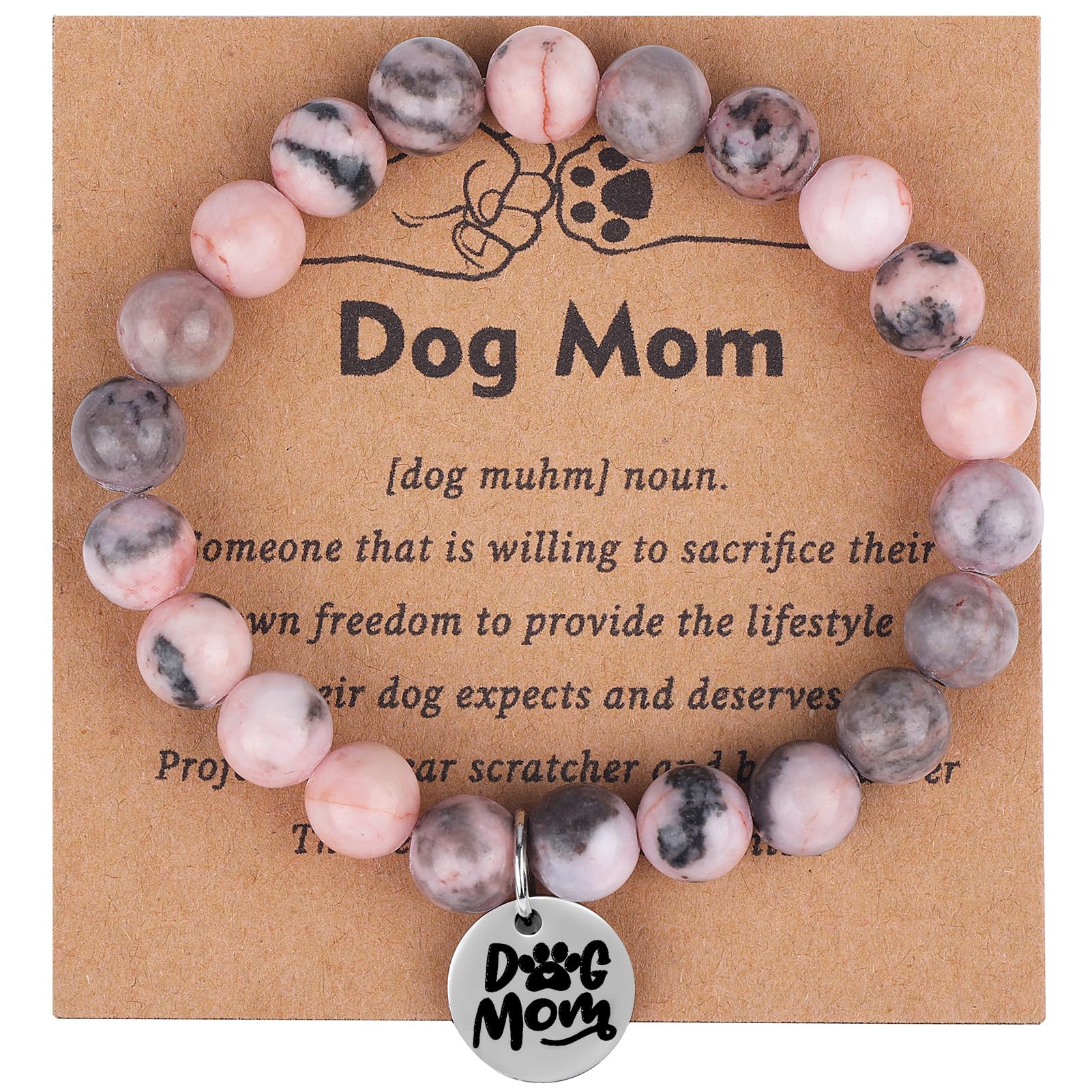 PLwelth Dog Mom Dad Bracelet Cute Dog Bracelets for Dogs Lovers Women Men Jewelry Gifts for Her Birthday Mother’s Day