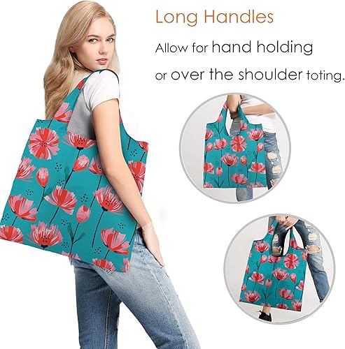 Vista 212 de BeeGreen Bolsa de viaje plegable reutilizable para regalo, bolsas de comestibles reutilizables, grandes regalos de vacaciones, bolsa de tela