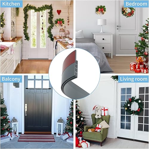 Miniatura 5 de GroTheory Paquete de 2 topes para puerta, bloqueador de corrientes de aire debajo de la puerta, burlete insonorizado para puertas, 2 pulgadas de Gris