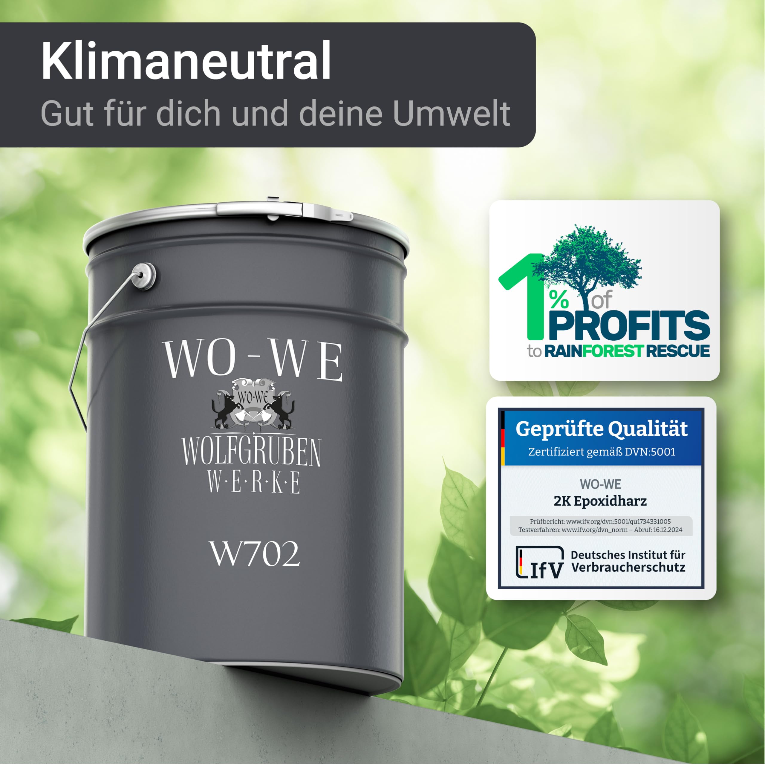WO-WE 2K Epoxidharz Garagenfarbe Bodenbeschichtung MATT W702 Silbergrau RAL7001-10kg