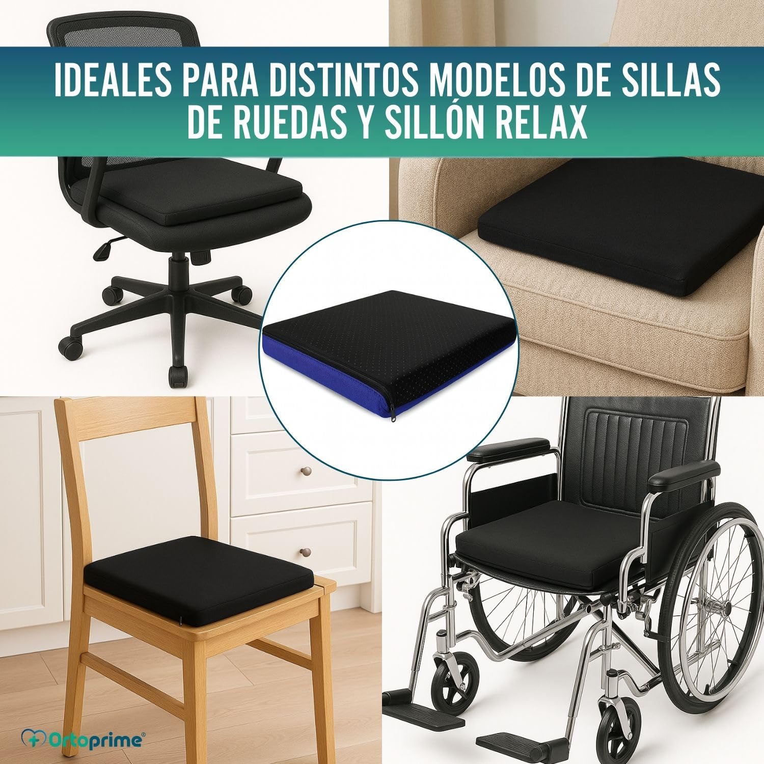 OrtoPrime Cojín Antiescaras Cuadrado FLOTACIÓN Líquida - Cojines Antiescaras Ortopédicos Coxis Alivio - Cojín Antiescaras para Silla Ruedas y Sillón - Cojín Ortopédico Úlceras PRESIÓN (Cuadrado)