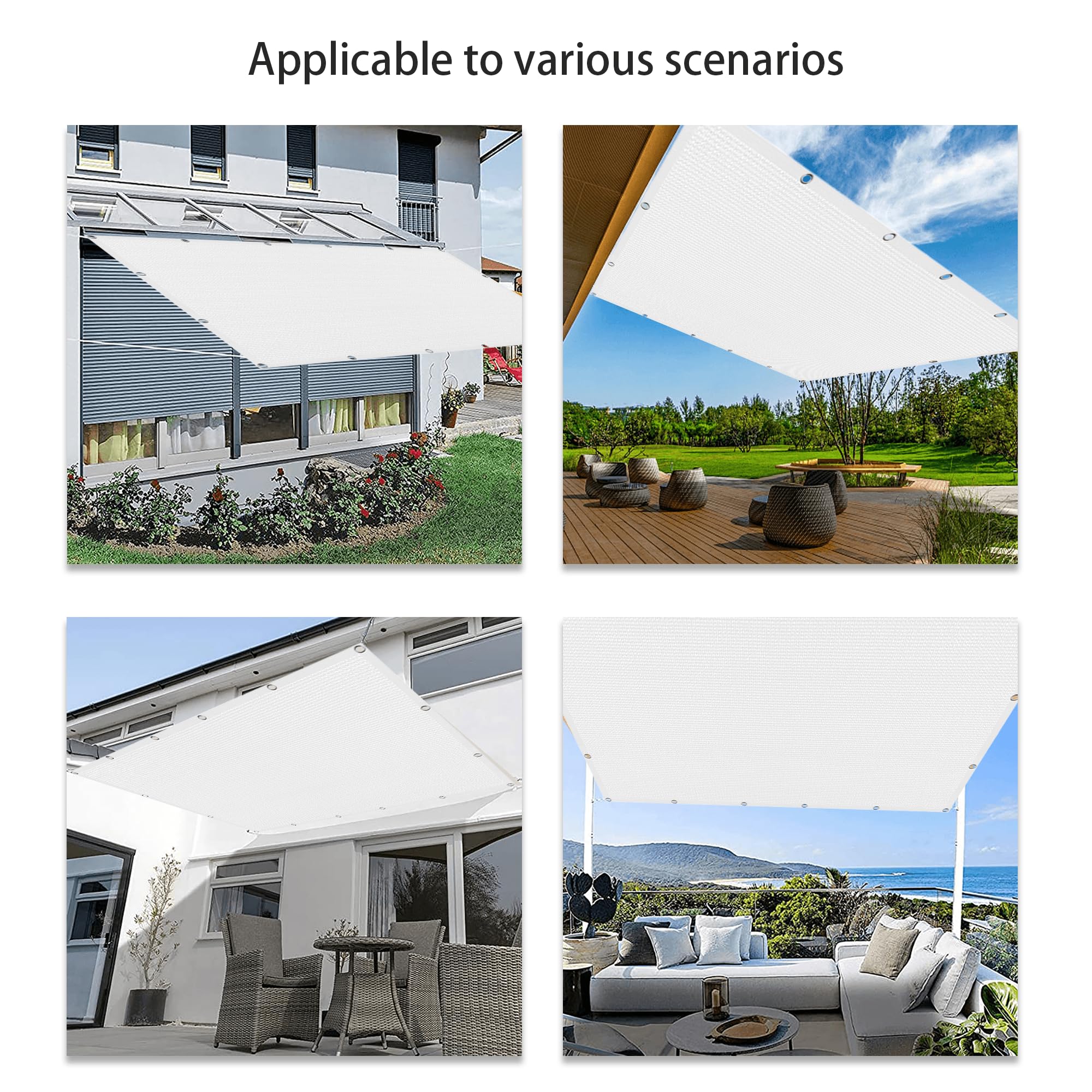 Rete di protezione solare 30 x 400 cm per serra, giardino, patio, piante, polli, tettoie, resistente ai raggi UV, colore bianco