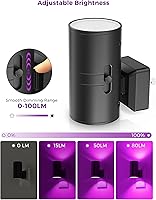 Vista 3 de L LOHAS LED [Paquete de 2] luces nocturnas moradas de Halloween, enchufe de luz con sensor, brillo ajustable, luces regulables decorativas