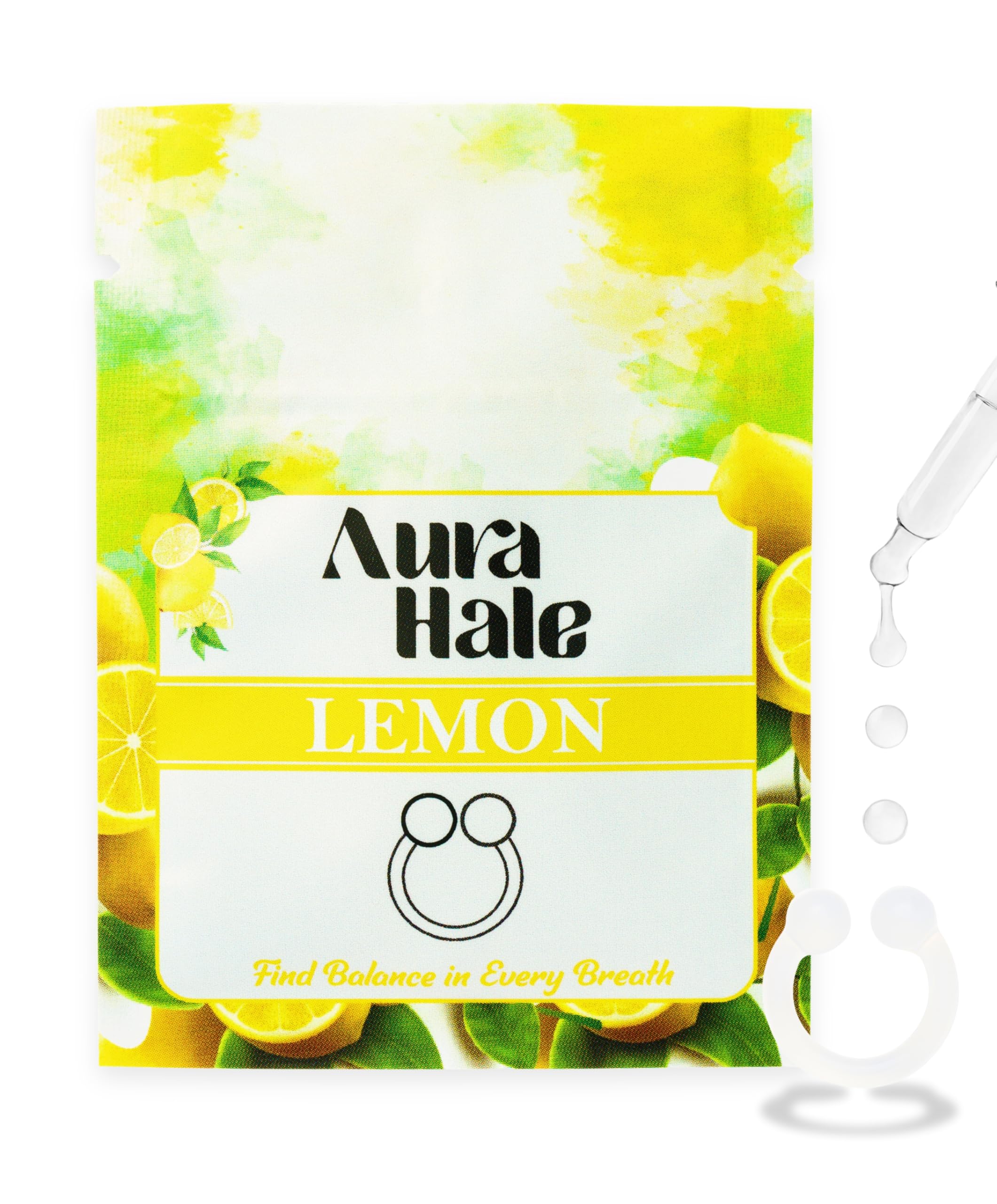 Aurahale Transparent Nasal Diffuser Ring – Lemon Scent For Bright Mood, Sharp Mind & Immune Support | Wearable Aromatherapy | Medical-Grade Silicone | Organic Essential Oil Infused