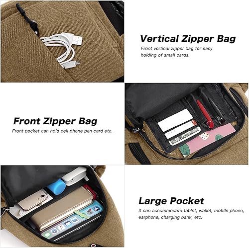 Miniatura 4 de MOSISO Mochila bandolera, bolsa cruzada de lona para senderismo con bolsillo antirrobo