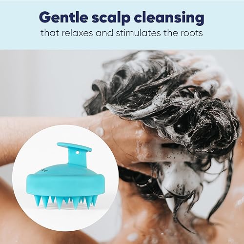 Miniatura 6 de MOERIE - Masajeador de cuero cabelludo para el crecimiento del cabello, cepillo de silicona para champú de ducha, cepillo de cuero cabelludo,