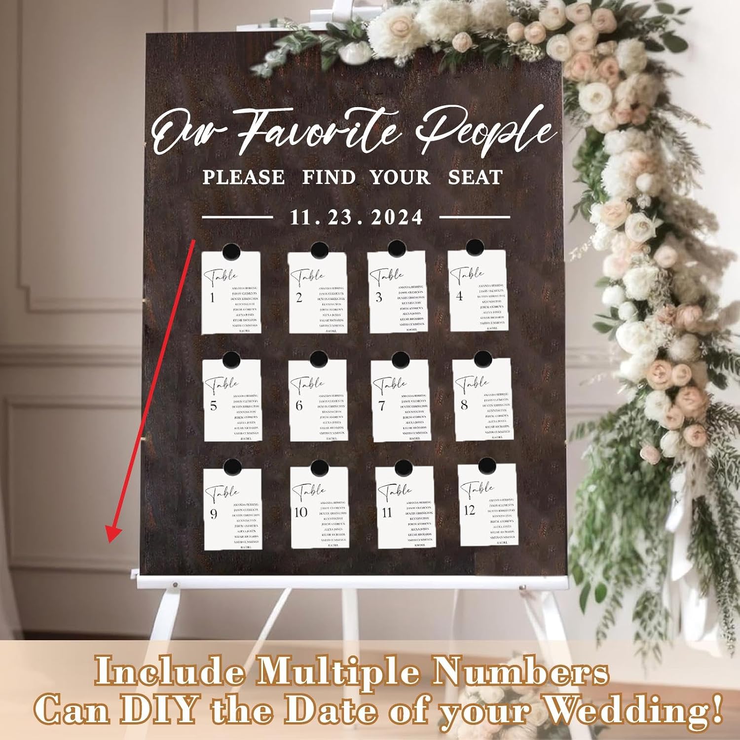 Seating Chart Mirror Decals for Wedding Reception Find Your Seat Sign White image 5
