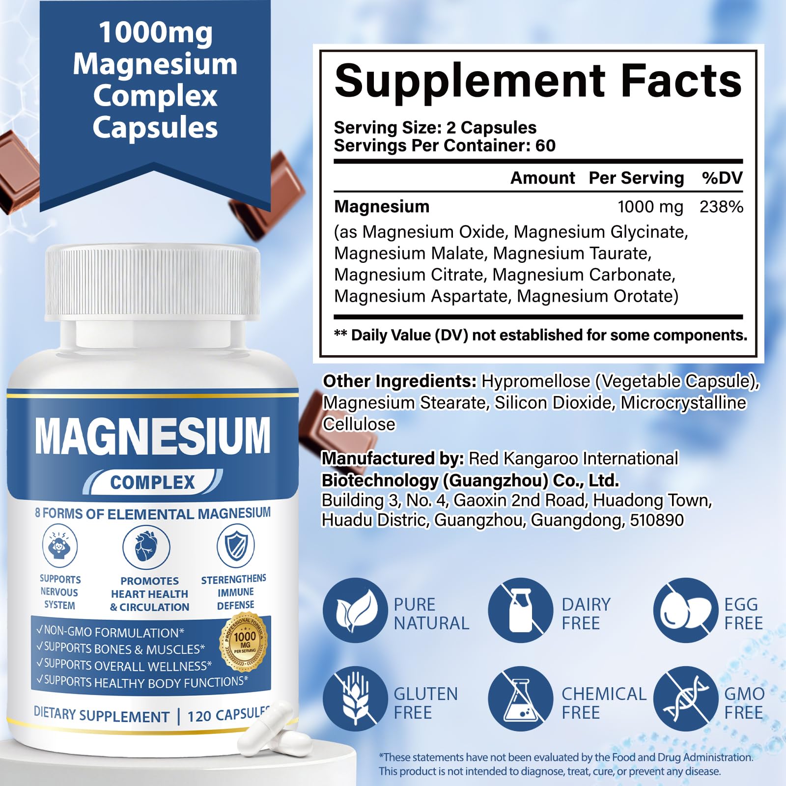 1000mg Magnesium Complex for Women & Men, 8-in-1 Magnesio Complex — Amazon image 7