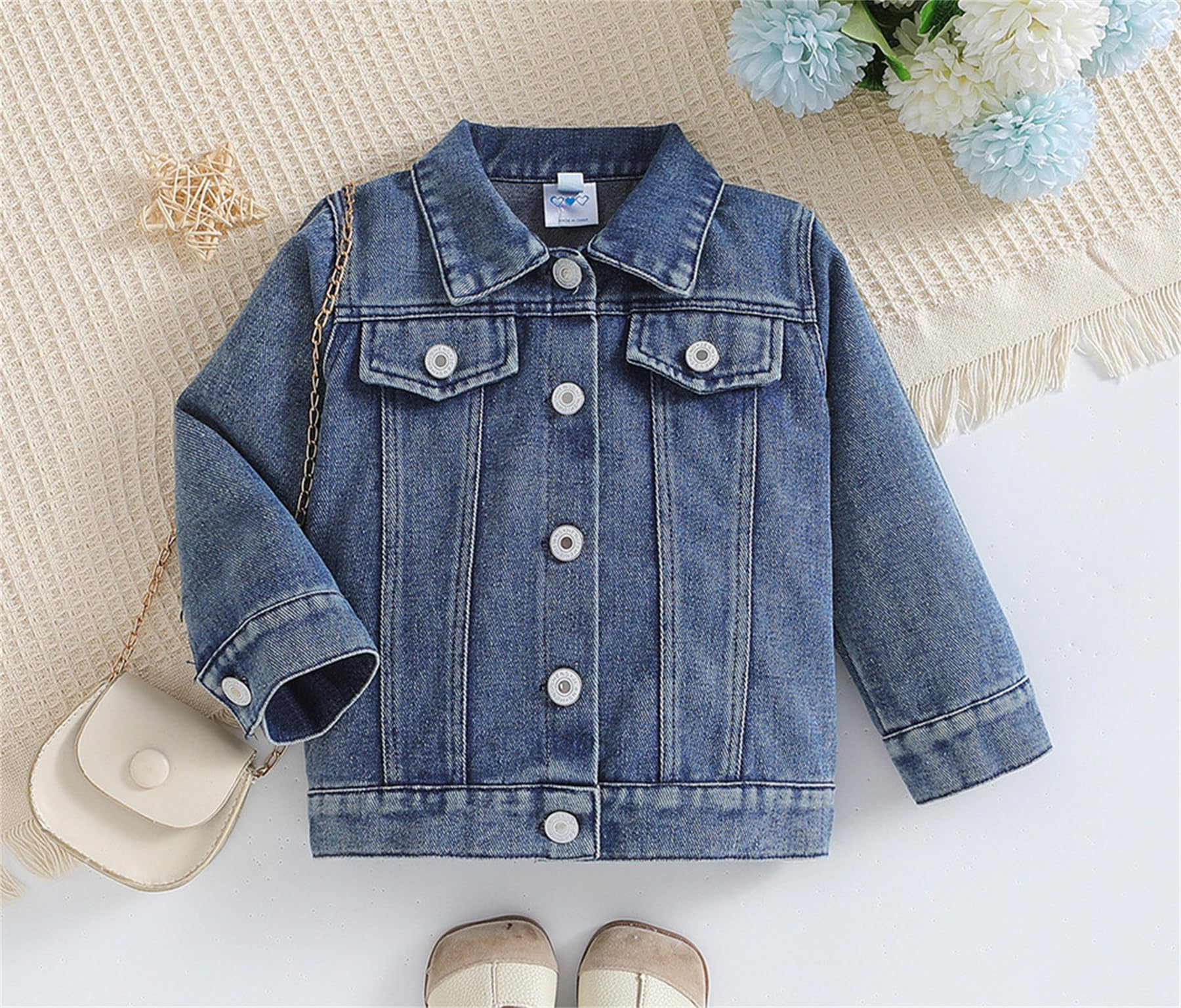 HYYSXBW Toddler Baby Girl Denim Jacket Big Sister/Brother Letter Embroidery Jean Button Down Denim Coat