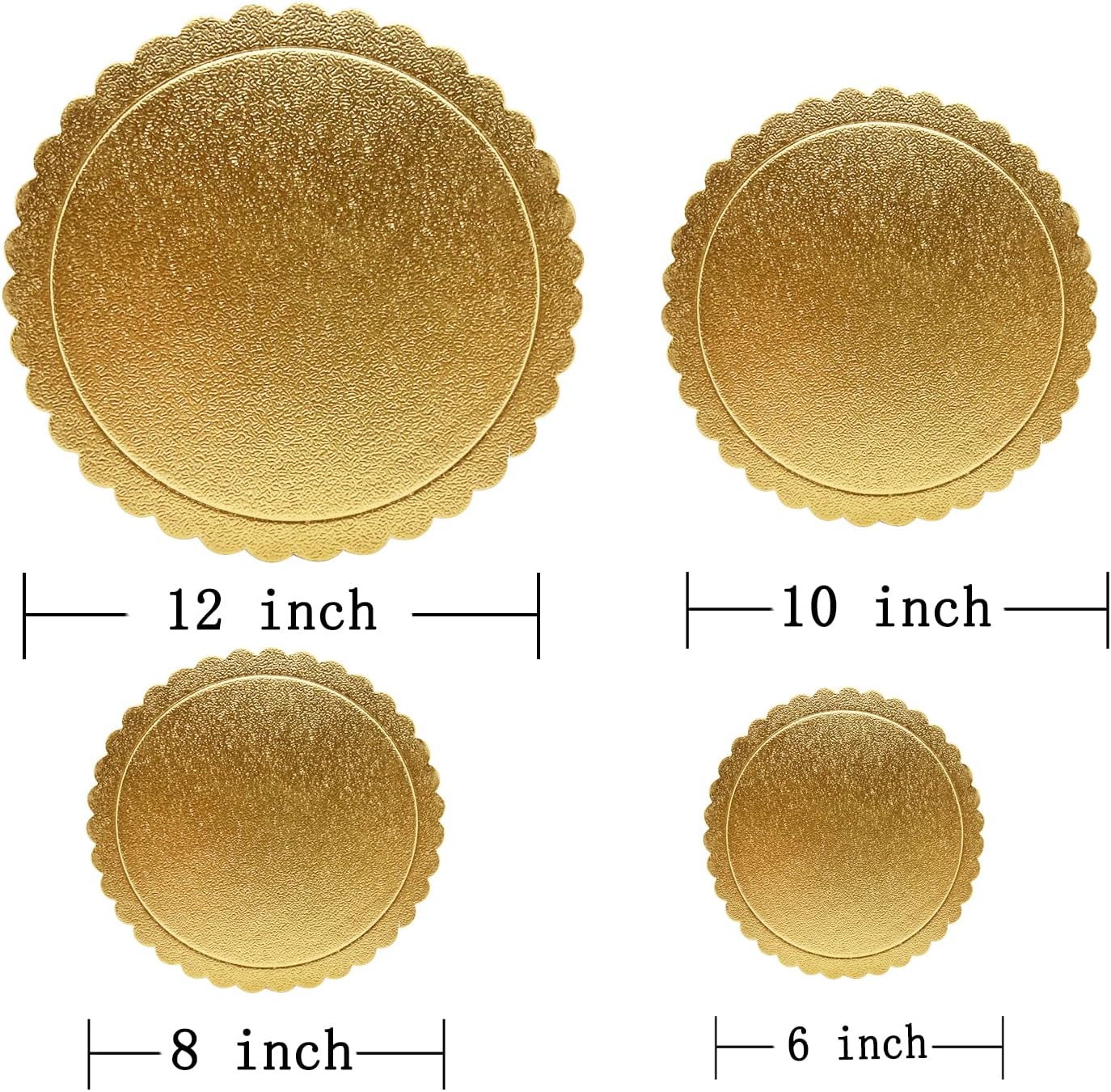 4 Pcs Cake boards, 6, 8, 10 and 12 Inch Cake Base Cardboards, Cake Circle Base for Cake Decorating, Golden - Image 2