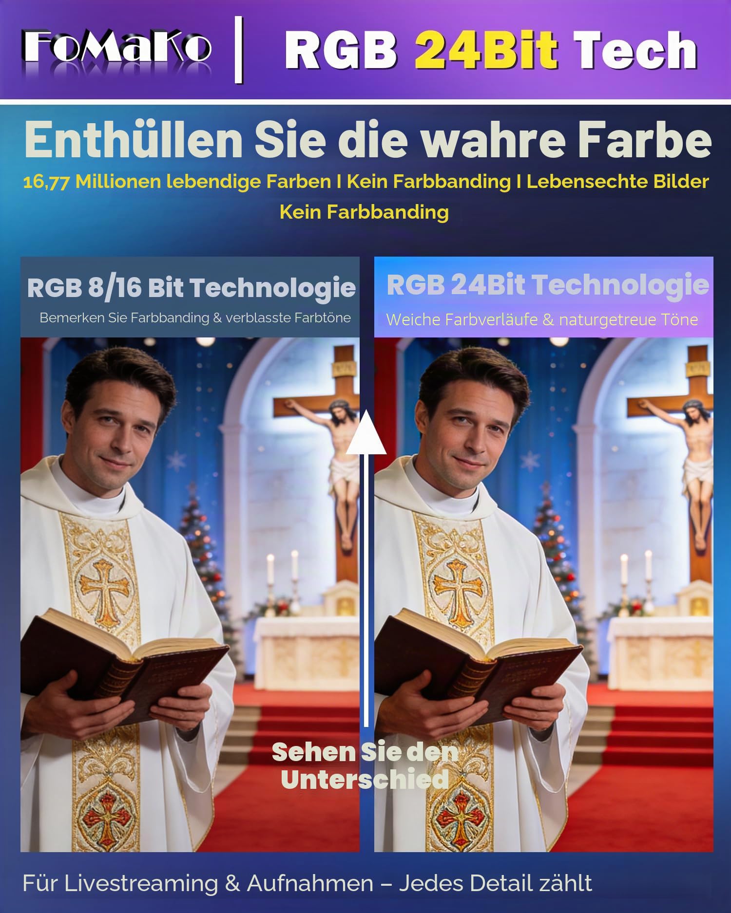 FoMaKo KC800 4K HDMI Videomischer Switcher, integrierter 4D-Joystick-PTZ-Controller, 5,5"-LCD-Bildschirm, professioneller XLR-Audioanschluss und USB/SD-Aufnahme, 4K 60FPS Eingang, 1080p 60FPS Ausgang