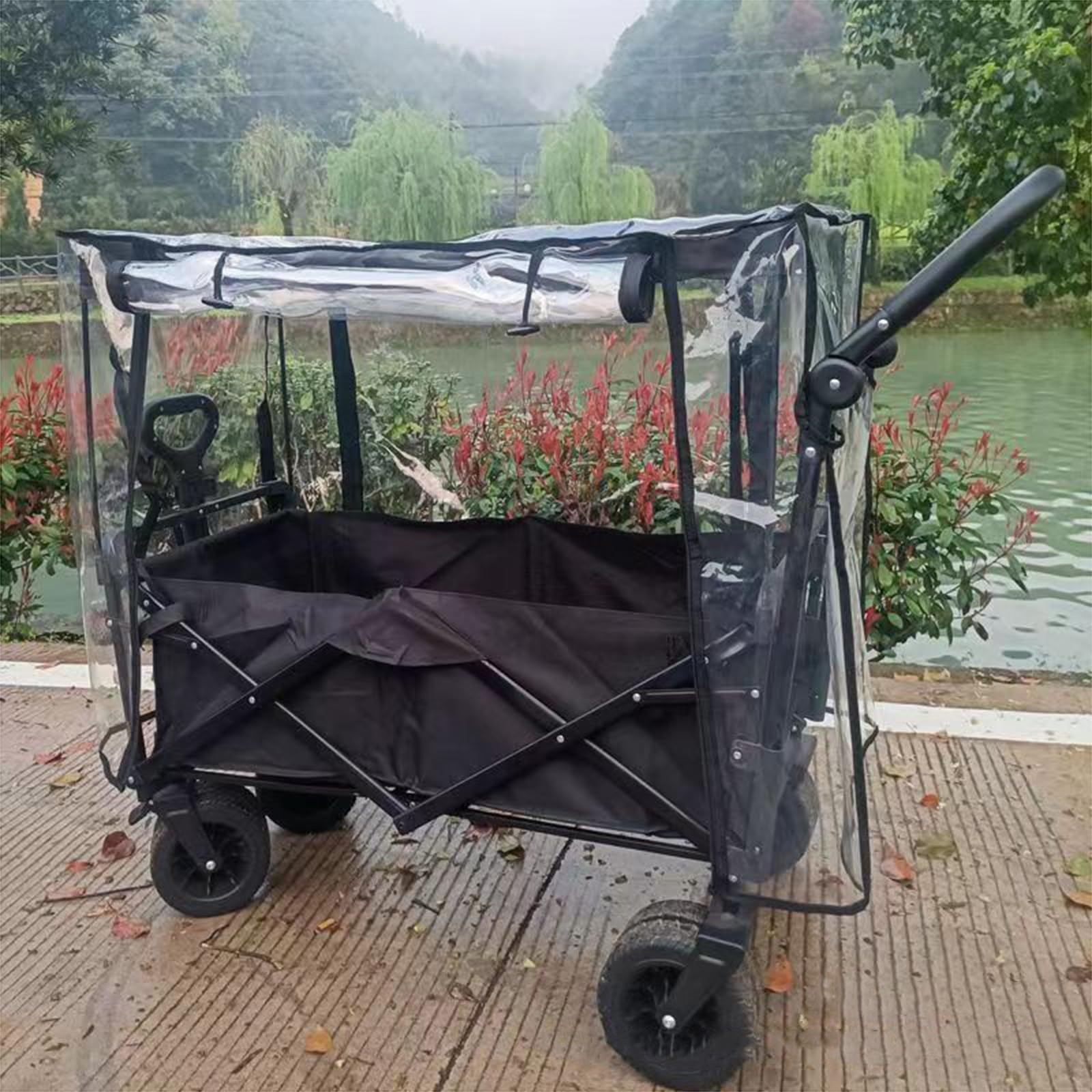 Bollerwagen Regenschutz Regenverdeck Multifunktional Transparent Passend Für Handwagen Regenverdeck Für Handwagen Faltbare Strand Regenschutzhülle Verdeck