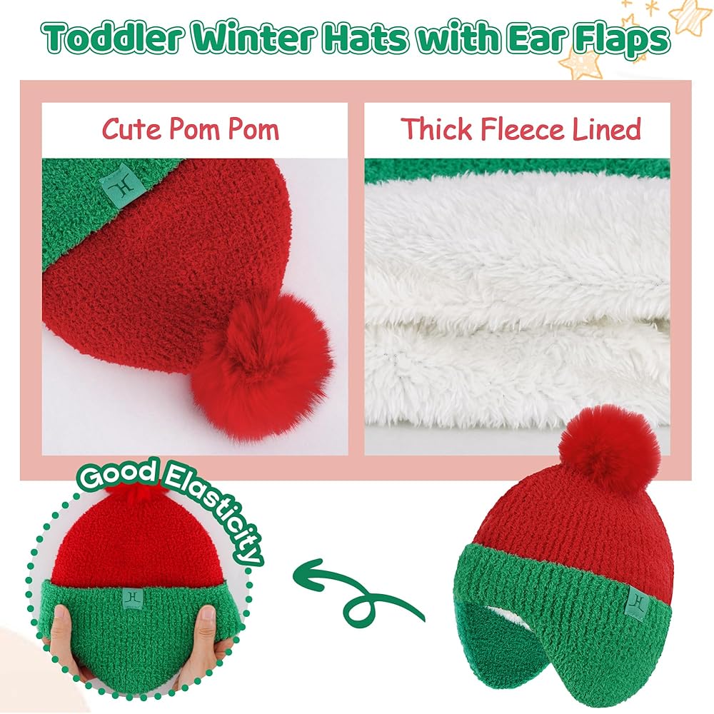 CheChury Chapeau Bonnet Enfant Hiver, 3 Pièces Tricot Bonnet Chapeau Echarpe Gant Bébé Chaud Fille Garçon Beanie Chapeau Foulard Crochet Cache Cou Pour 1 4ans Rose Taille Unique