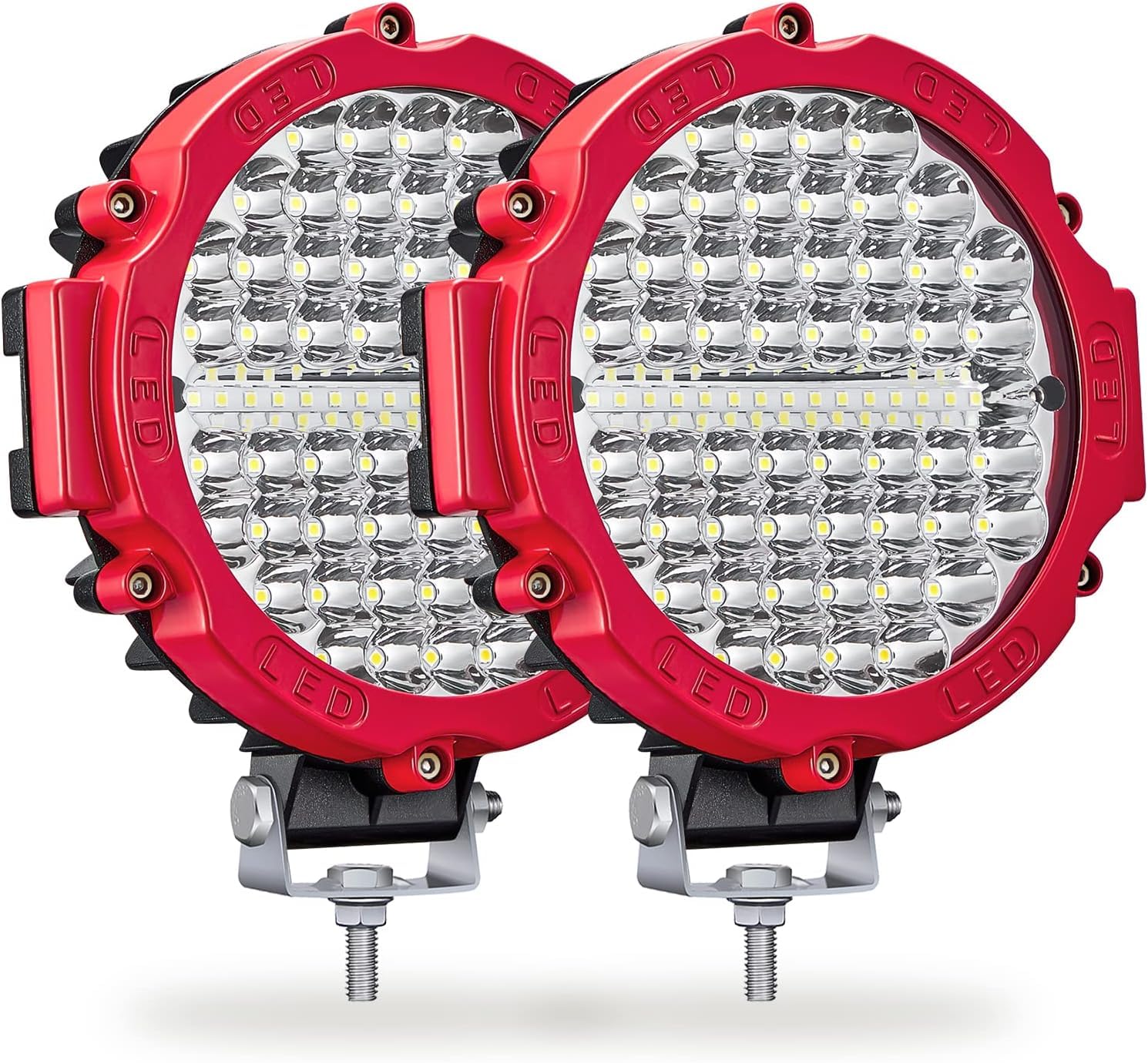 7 Inch Round LED Off Road Light Pods, 120W 10000lm LED Offroad Driving Auxiliary Fog Lights 12V 24V for Trucks ATV SXS RZR UTV Golf Cart 4x4 Car Jeep Off-Roading Lighting Waterproof Flood Beam, 2 Pack