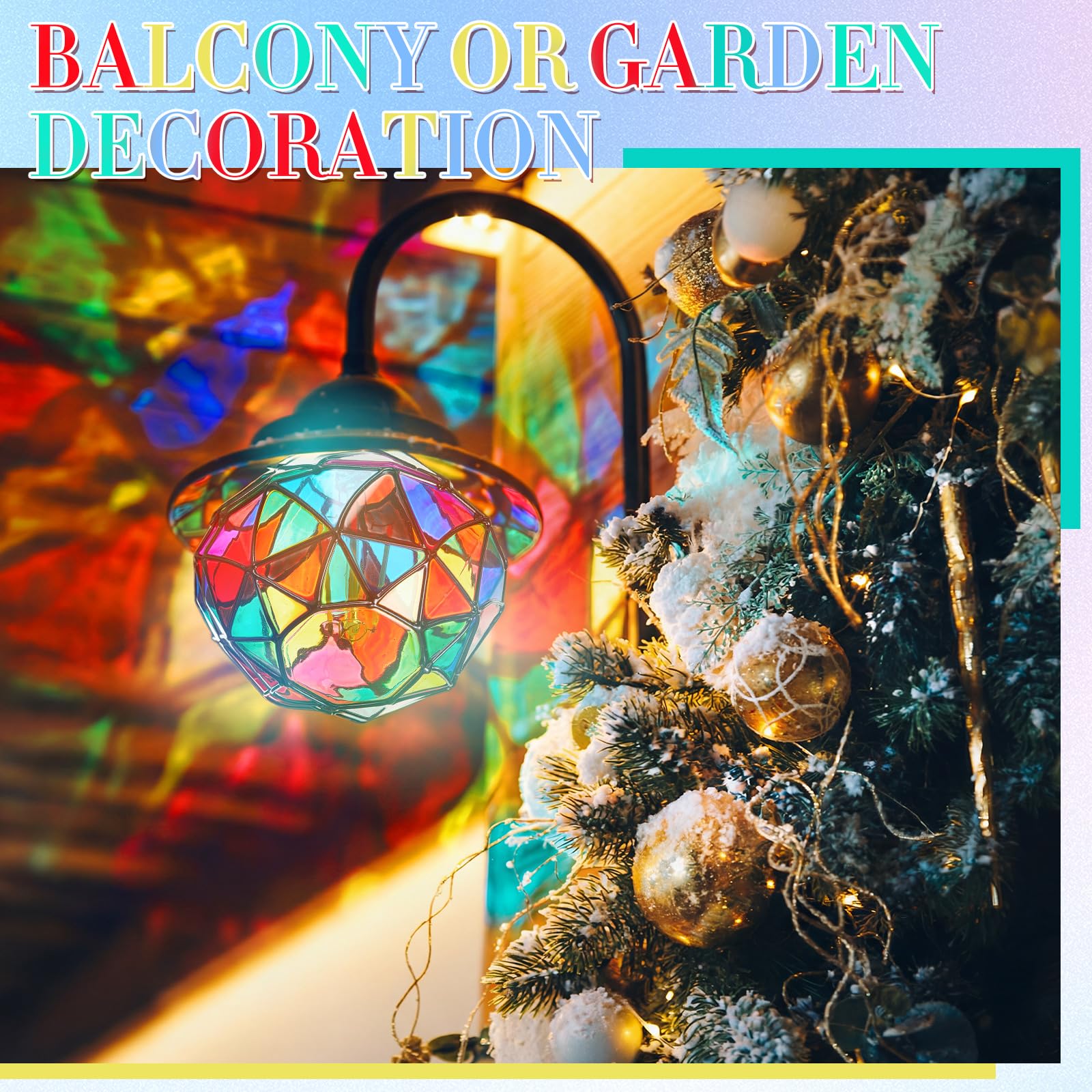 Baquler Buntglas-LED-Glühbirne, E26-Sockel, A60, bunt, 120 V, flackernde Glühbirnen für Weihnachten, Zuhause, Balkon, Garten, Party-Dekoration (Diamantform, 6 W), 2 Stück