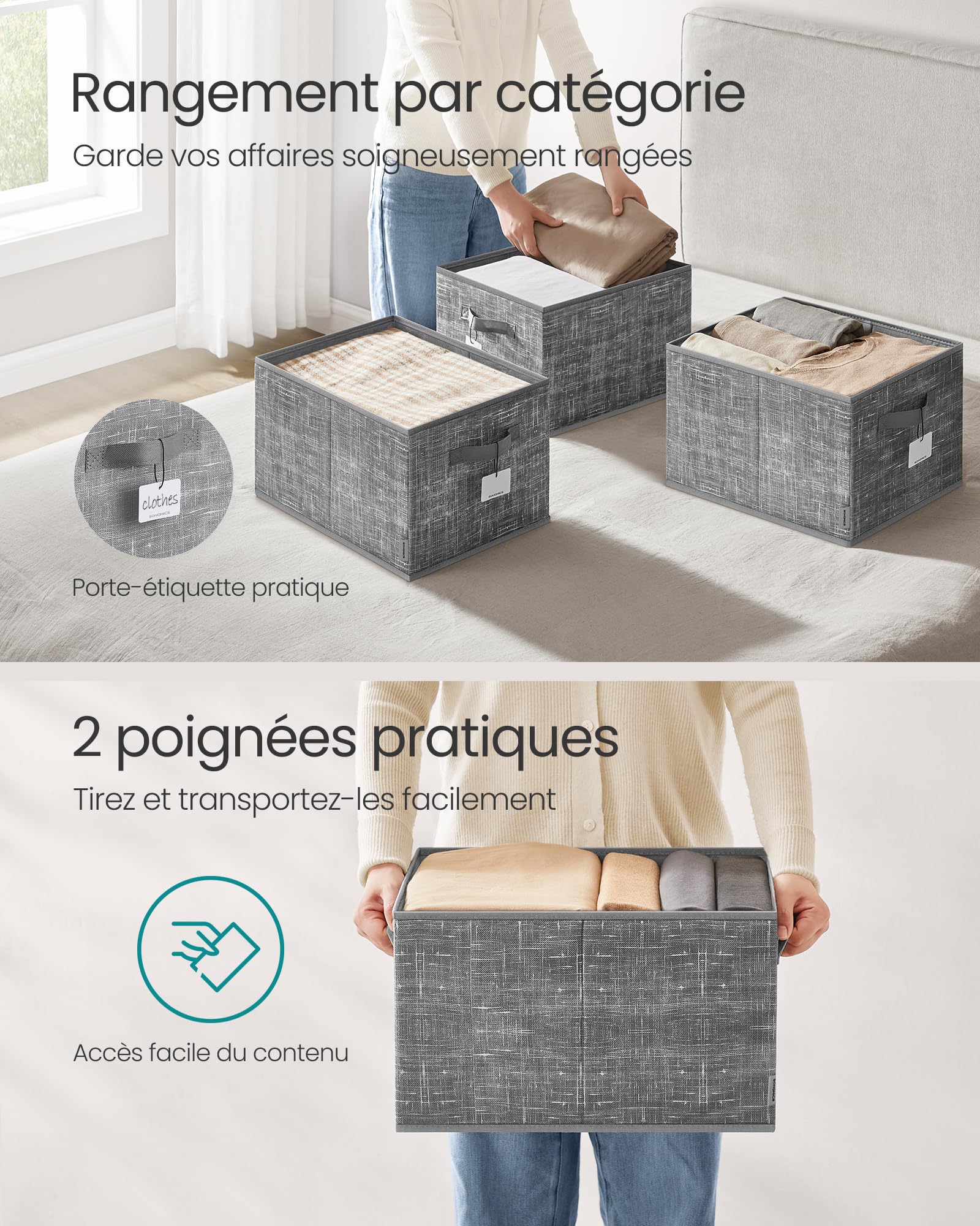 SONGMICS Lot De 3 Boîtes De Rangement Enfant, Organisateurs De Jouets