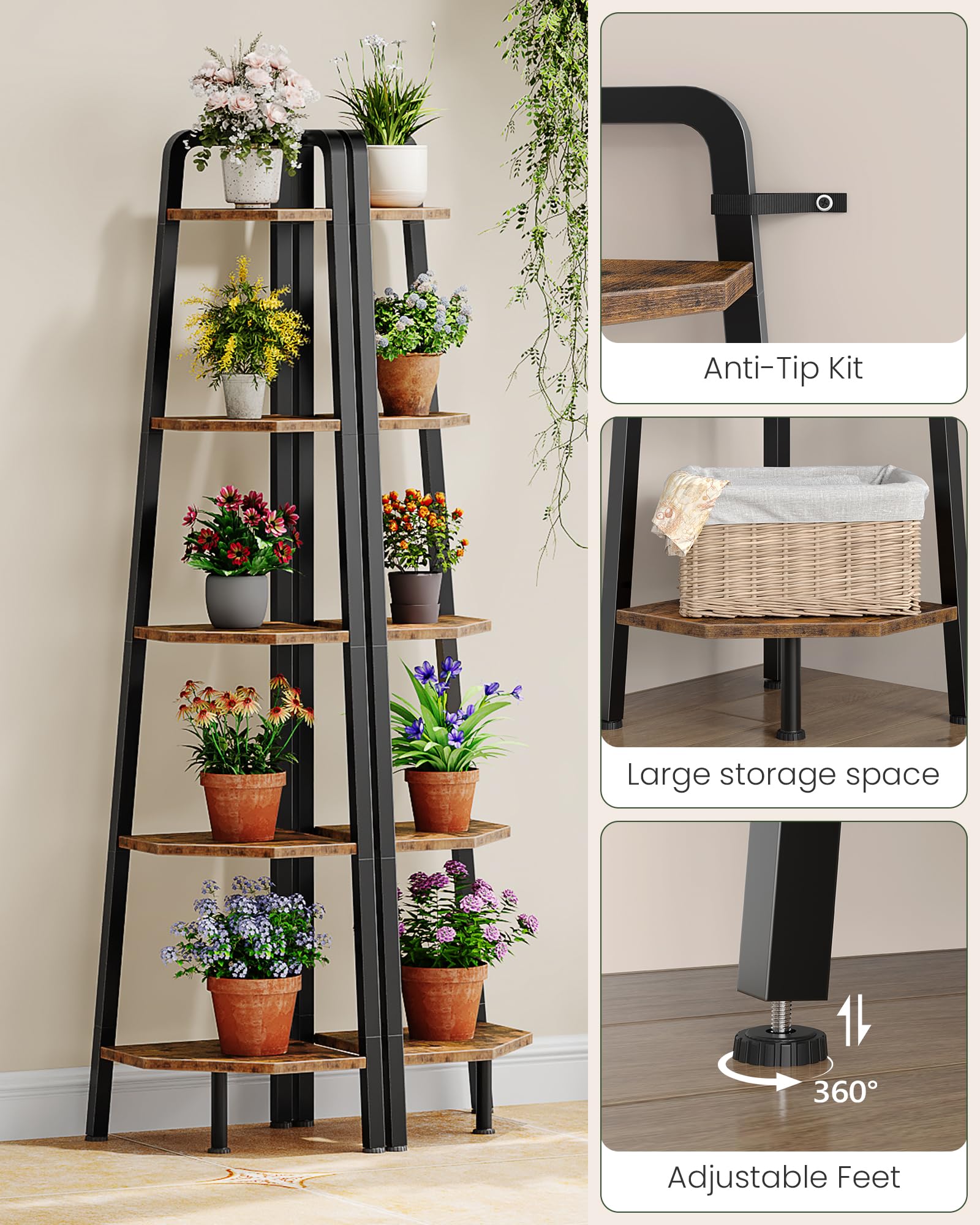 Best Corner Shelf Wood Picks for 2026 4 CHOEZON Corner Shelf, 5-Tier Ladder Corner Shelf, Ladder Bookshelf, 59.6
