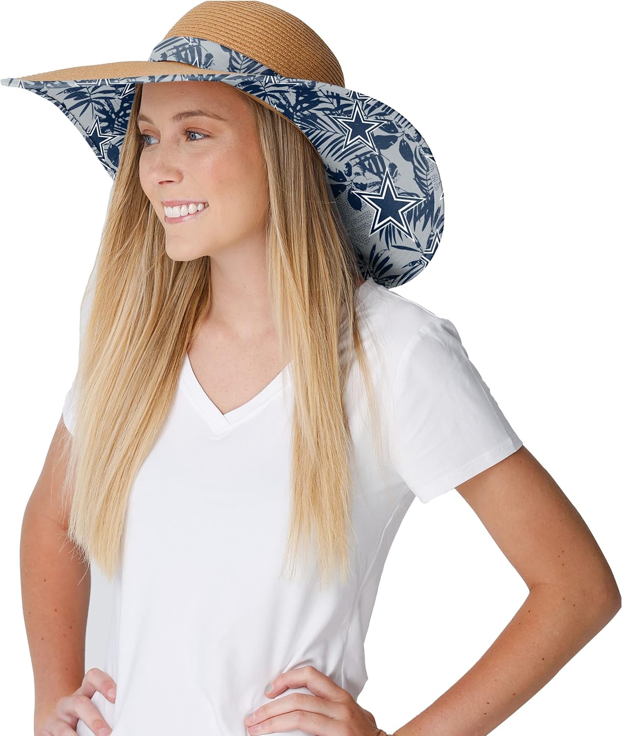 FOCO NFL Womens Floral Straw Hat