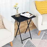 Vista 2 de HOOBRO - Mesa de Bandeja Plegable para TV, Mesa de Aperitivos Estable para Espacio Pequeño, Mesa Lateral de Sofá Portátil, Fácil Montaje
