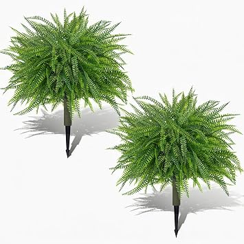 24" Artificial Fern Topiary Trees with Stakes Fake Fern Topiary Bushes
