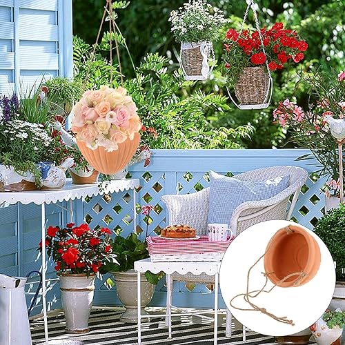 Miniatura 7 de Yardwe 1 juego de maceta colgante de cerámica para suculentas, maceta colgante para guardería, maceta de orquídeas, soporte para plantas de aire