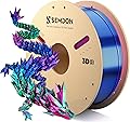 PLA Filament 1.75mm, Tri-Colors Gradient Rainbow Silk PLA Filament ±0.02mm - Metal 3D Printer Filament for Ender 3 V2, 3D Printer, Lithophane,1KG Spool(2.2lbs), Red/Blue/Green