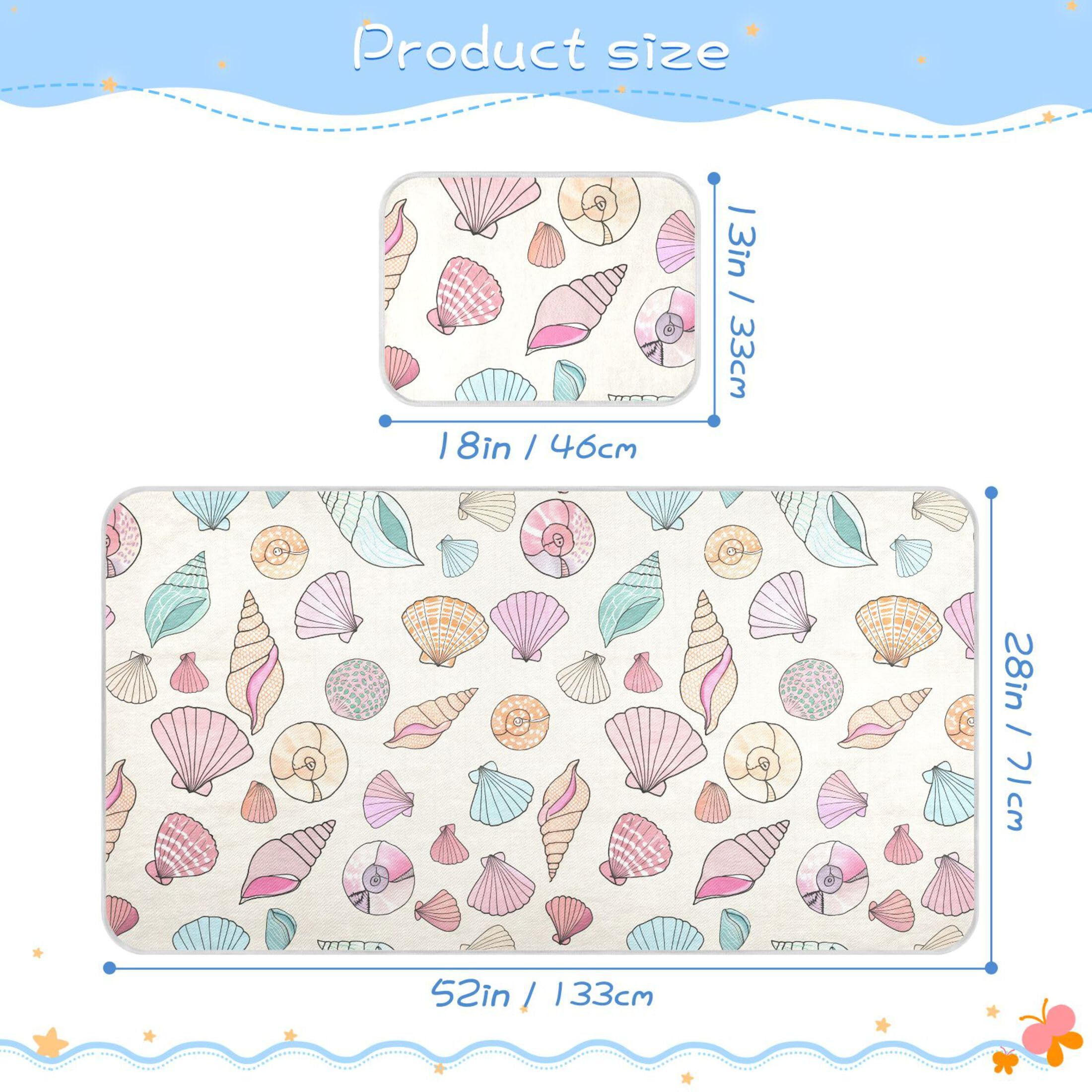 Takiito Seashells Baby Cooling Mattress Pad, Soft & Breathable Cooling Mat Keep Baby Cool in Summer 28x52 in, Nursery Essential