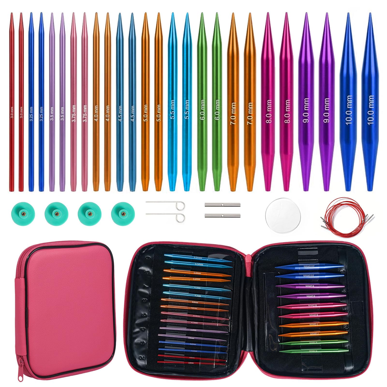 Aolawco 13 Pair Color Interchangeable Circular Knitting Needles Set 3~10mm