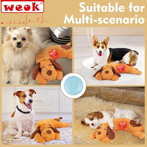 Vista 17 de Heartbeat - Juguete para perros para cachorros, ayuda para aliviar la ansiedad del perro y ayuda calmante, animal de peluche, ayuda calmante