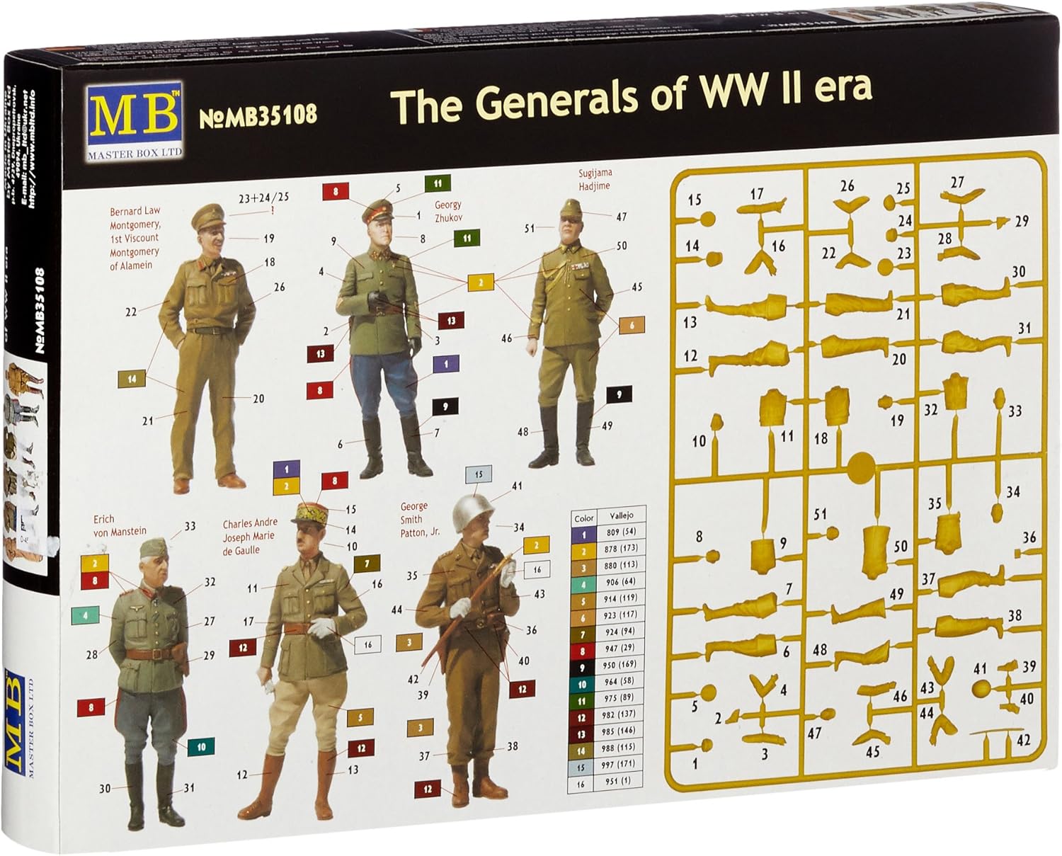 Master Box WWII Famous Generals (6) Figure Model Building Kits (1:35 Scale)
