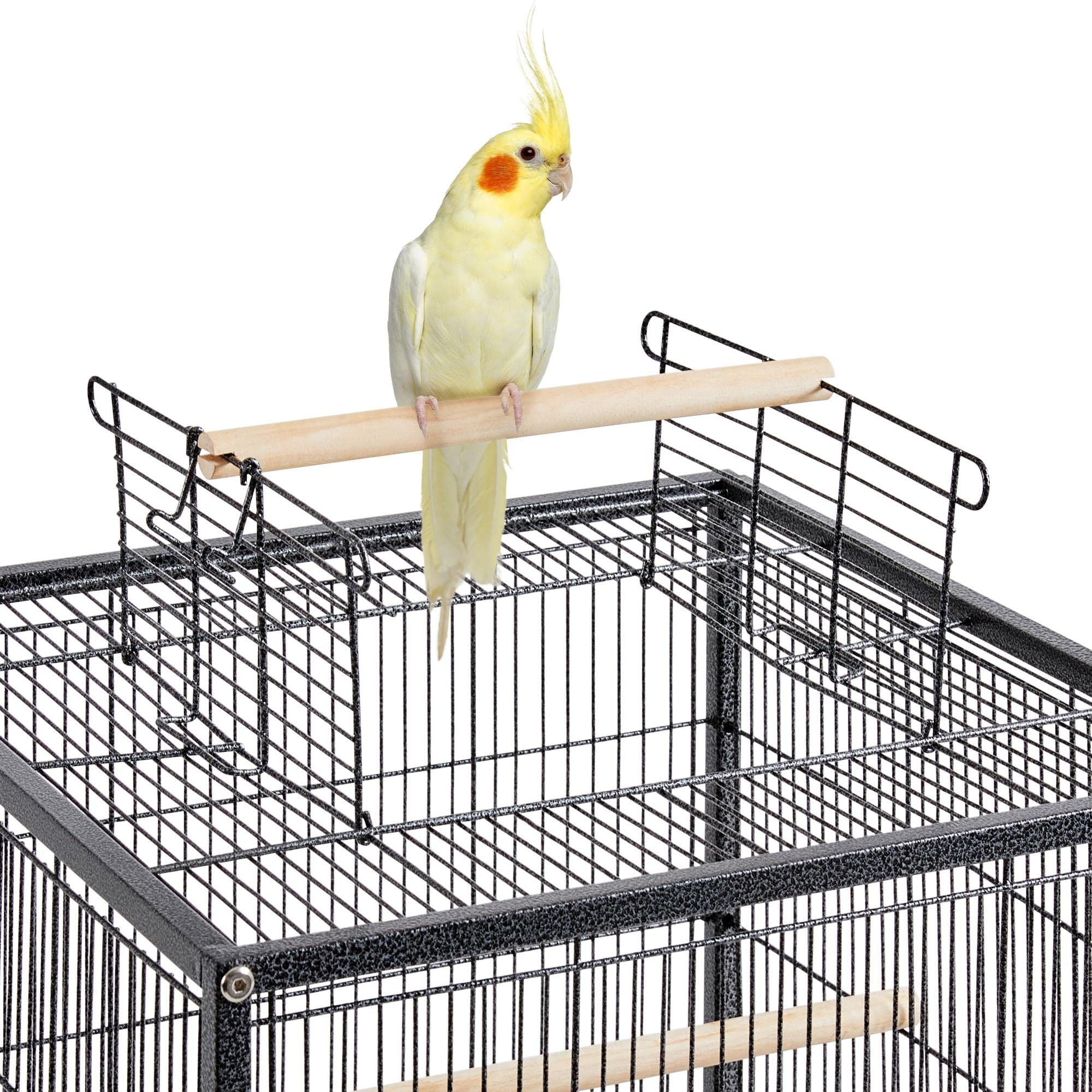 Abician Cage à Oiseaux sur Pied à roulettes Cage en Métal pour Perroquet Perruches Intérieur Extérieur 45,5×45,5×100,5 cm
