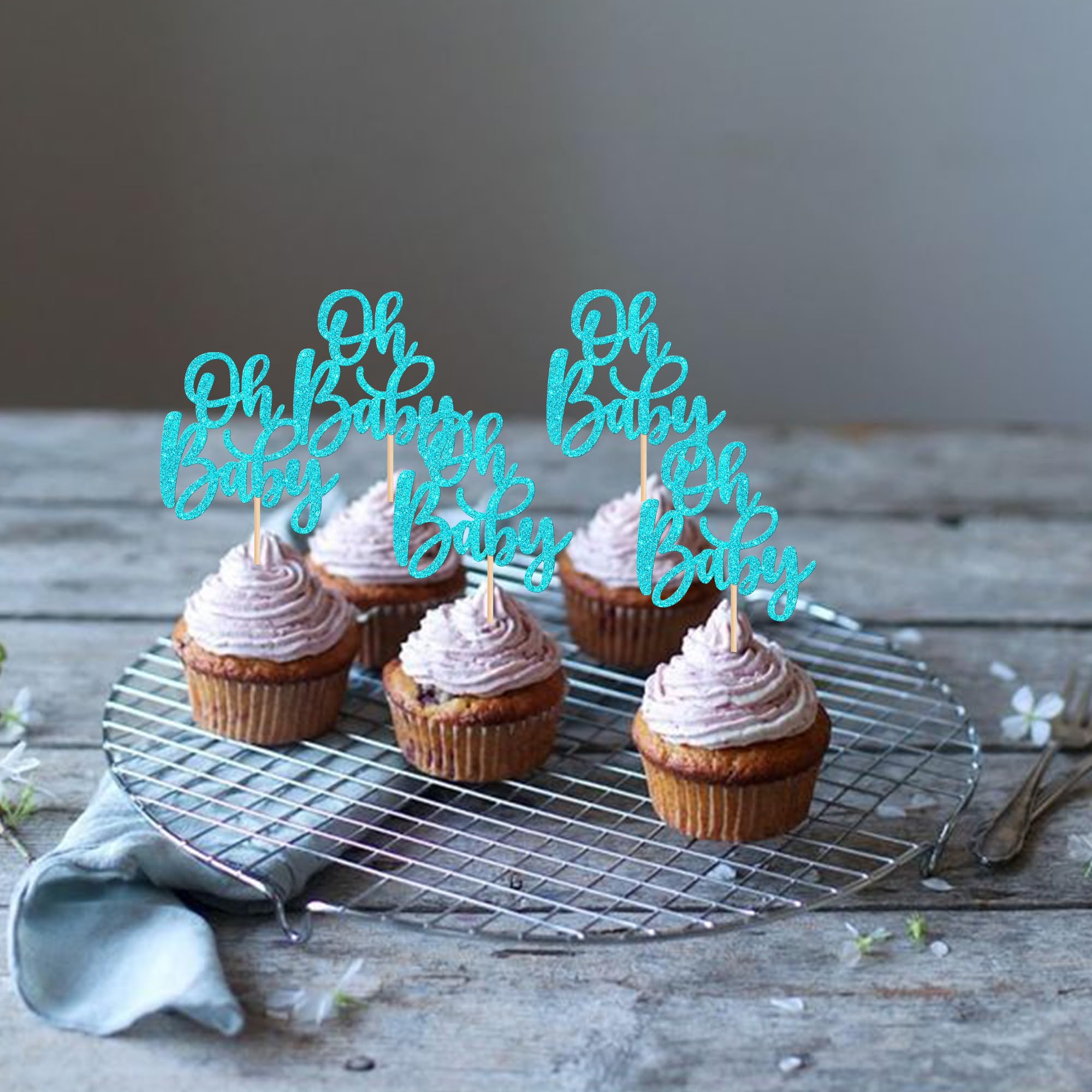 24 Piezas De Adornos Para Cupcakes Para Niños O Niñas, Con Purpurina Para Baby Shower, Decoración De Fiesta De Revelación De Género
