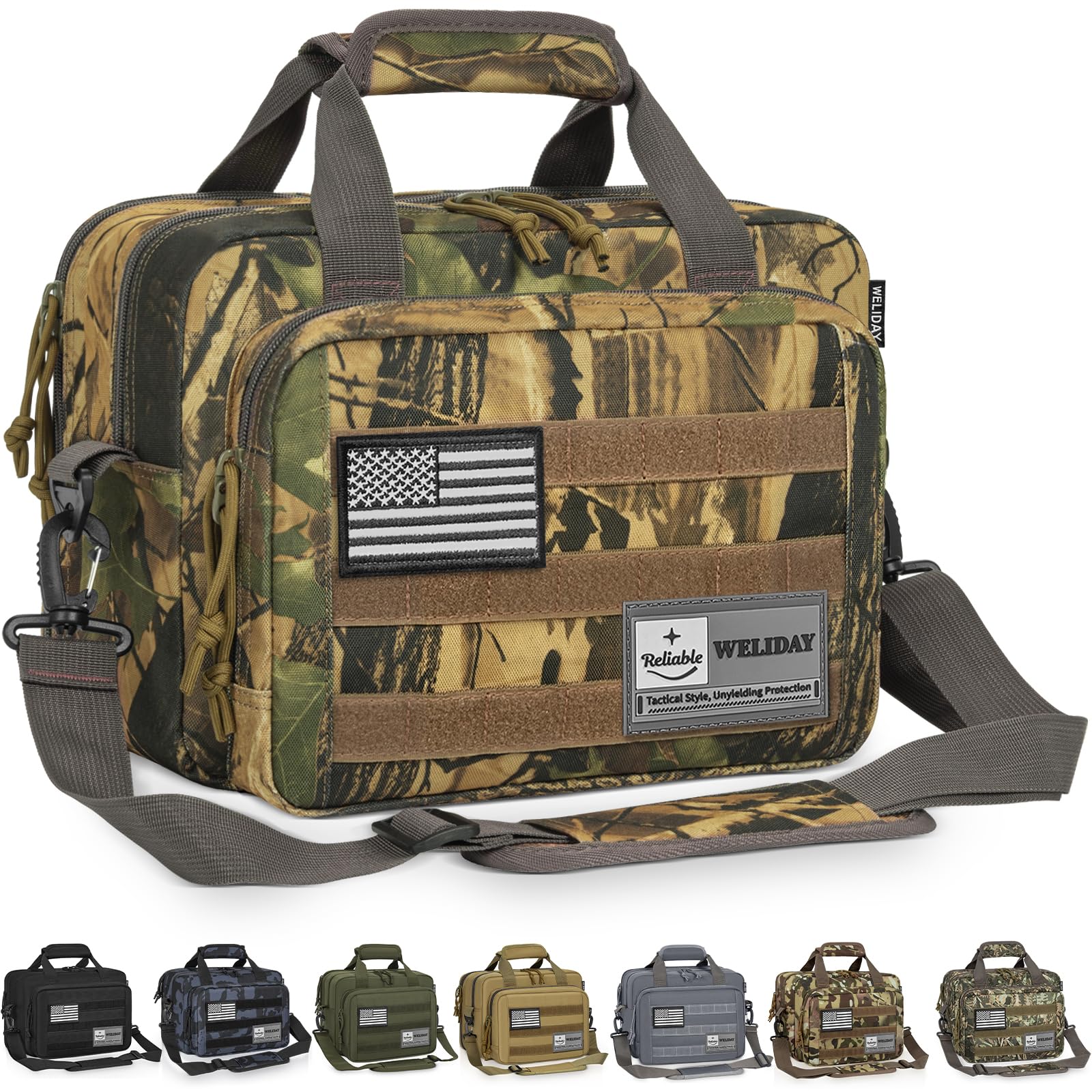 Tactical Gun Range Bag, Pistol Carrying Bag for 2 Handguns and Ammo, Firearm Shooting Case with 6 Magazine Slots and Lockable Zipper for Shooting Range &amp; Outdoor Hunting