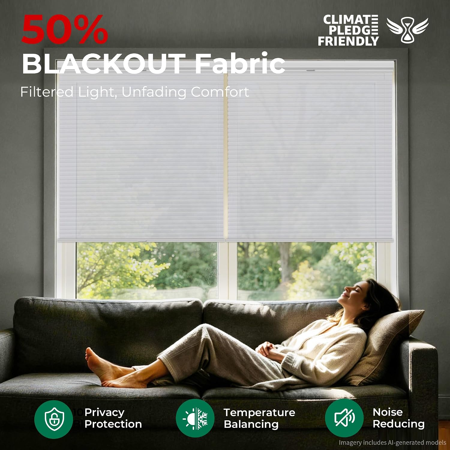 Allesin zen No Drill Top Down Bottom Up Cellular Shades,White,31" Wx64 H