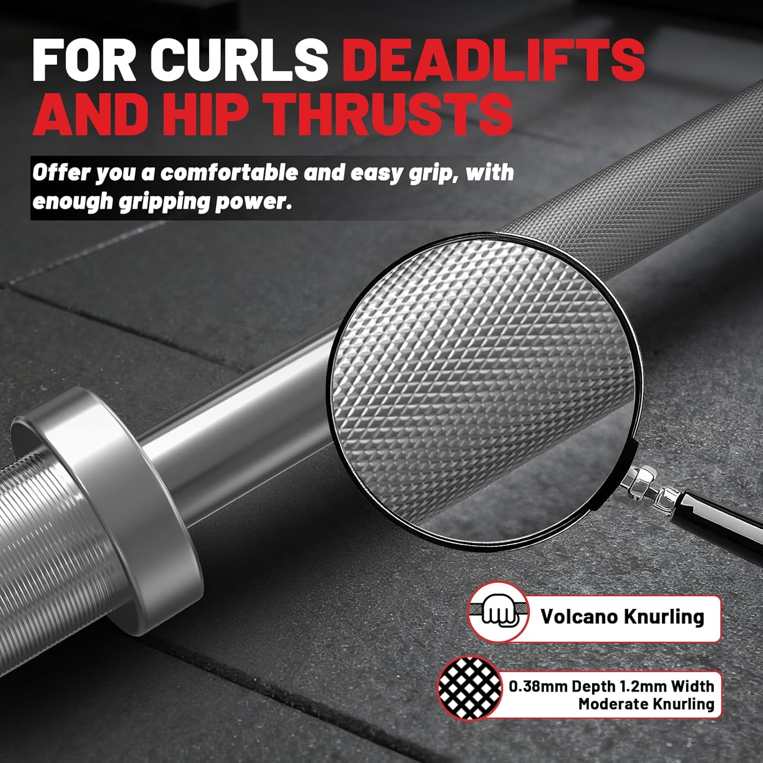 PAPABABE Olympic Barbell, 4ft/5ft/6ft/6.5ft Straight Barbell for Strength Training and Technique Adjusting, 2 inch Womens Olympic Bar with Moderate Knurling For Bench Press, Squats Curls Deadlifts Weightlifting