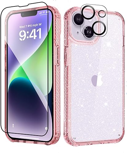 Miniatura 8 de MIODIK Funda compatible con iPhone 15 con 2 protectores de pantalla + 2 protectores de lente de cámara, no amarillenta funda transparente con