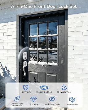 TEEHO TK001H Keyless Entry Door Lock Set for Front Door, Satin Nickel