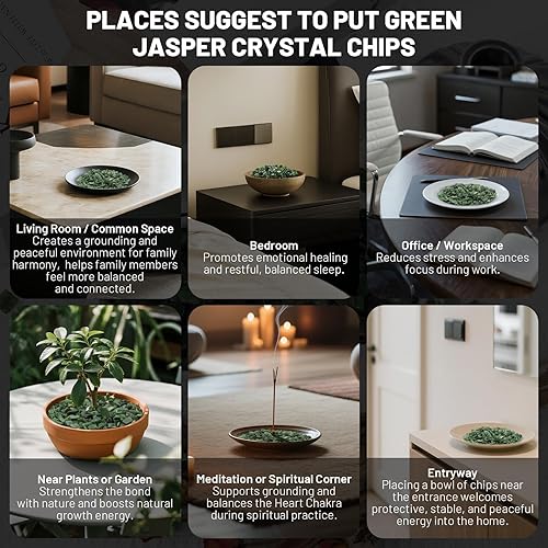 Miniatura 4 de Chips de cristal de jaspe verde natural de 1.1 libras, cristales curativos, piedras preciosas de cristal triturado de jaspe verde para manualidades,