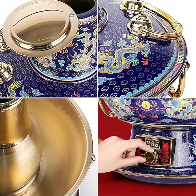 Hot Pot Eléctrico y a Carbón de Cobre, Color Rojo-A y Amarillo, 36 cm miniatura 5