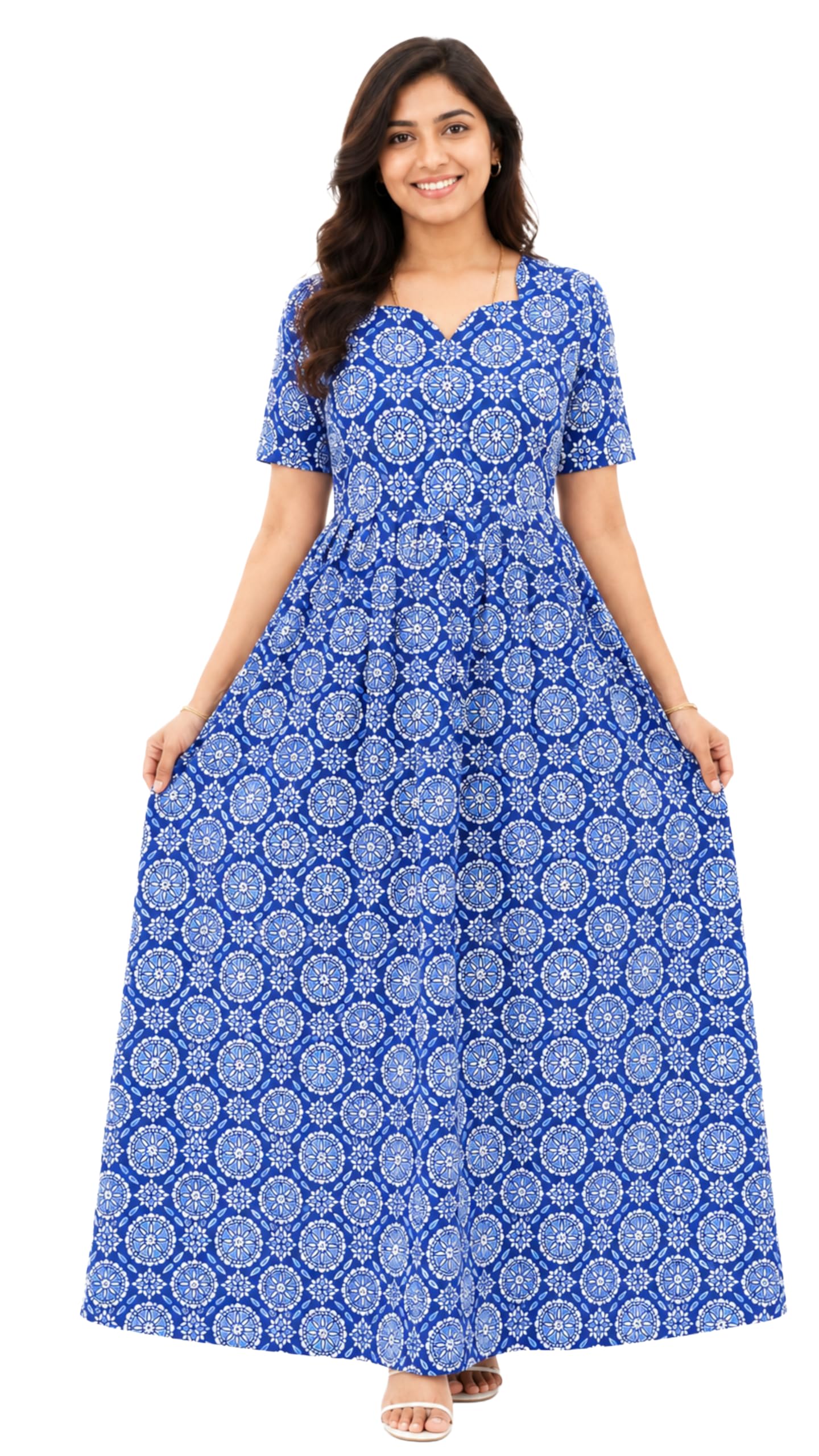yanira Maxi Nighty | Frock Nighty | Cotton Nightdress for Girls & Women's | Jaipur Coton Nighties |Frock Style Nightgown-picture-32