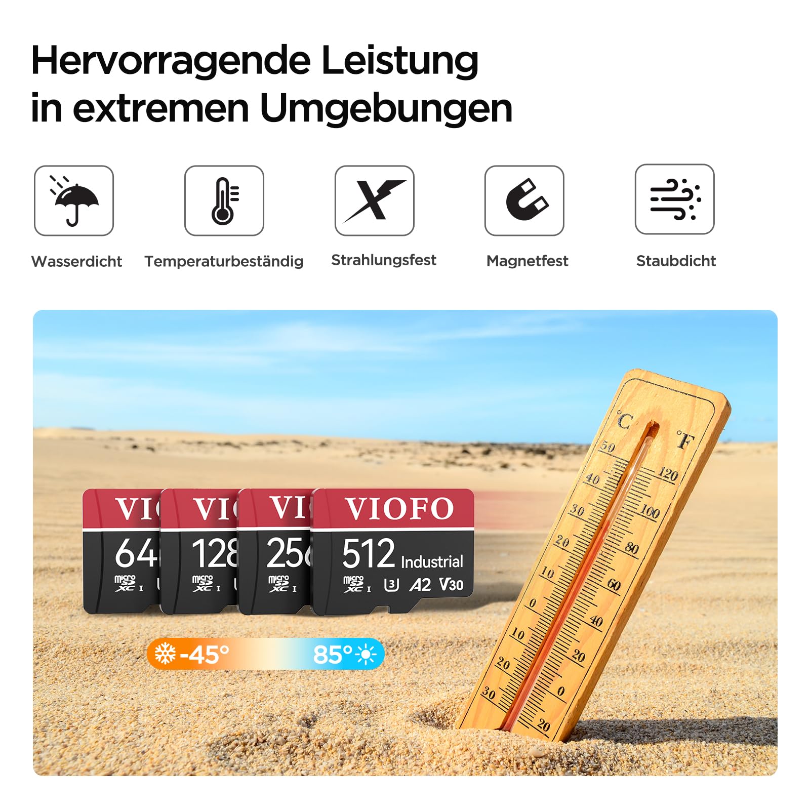 VIOFO 512 GB microSD Karte Industriequalität U3 A2 V30 Hochgeschwindigkeit Speicherkarte Adapter für 4K Videoaufzeichnung Dashcam Action Kamera