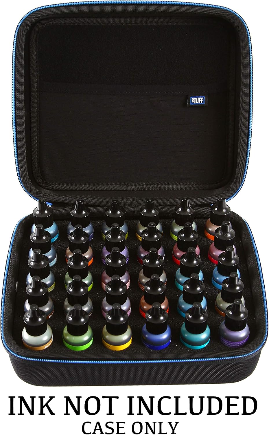 2TUFF Alcohol Ink Storage Case - Fits up to 30 Bottles - Multi-Use Paint Organizer with Foam Insert and Inner Storage Pocket image 2