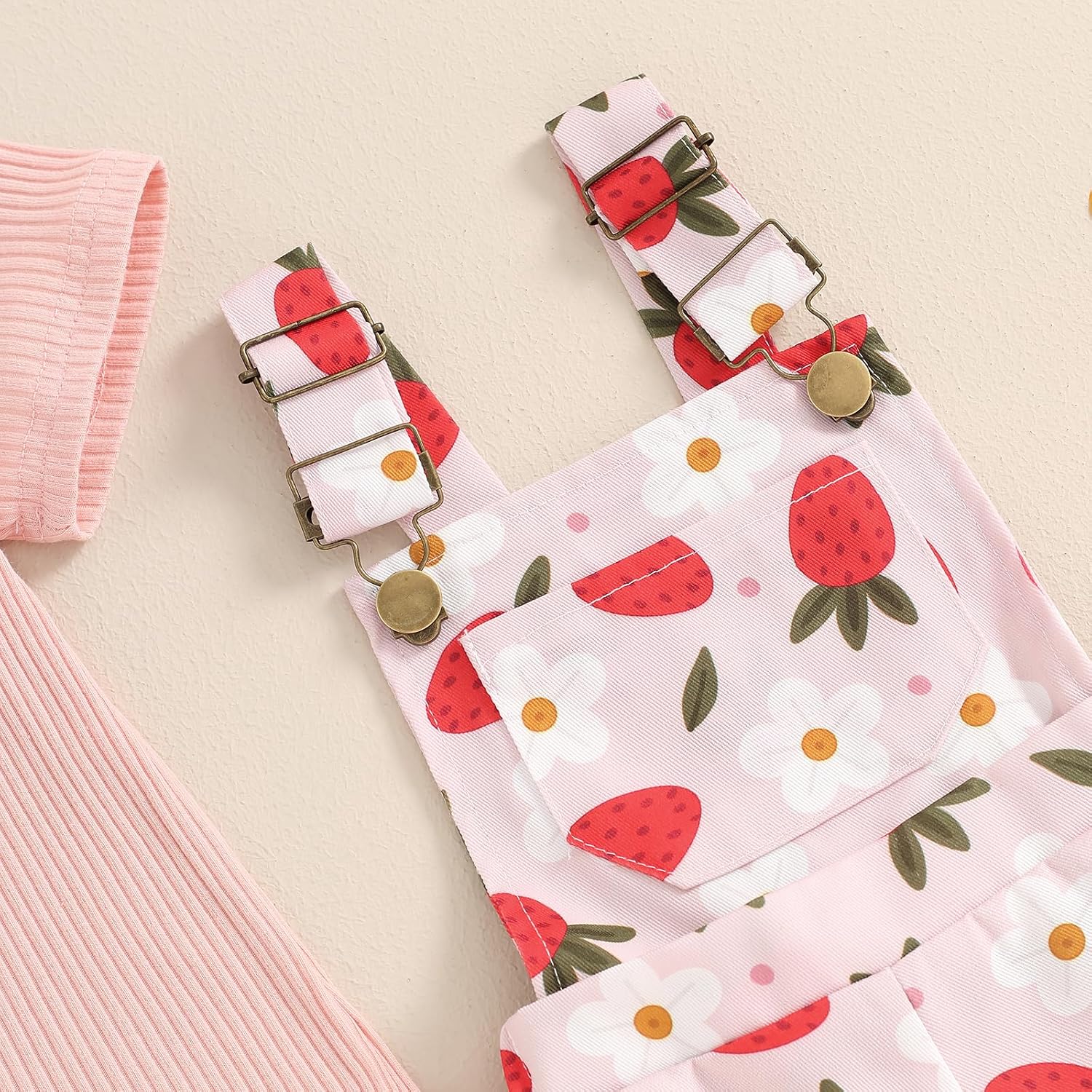 Toddler Baby Girls Summer Outfit Short Sleeve Ribbed Tops + Flower Suspender Overalls Shorts Set Kids Cute Clothes