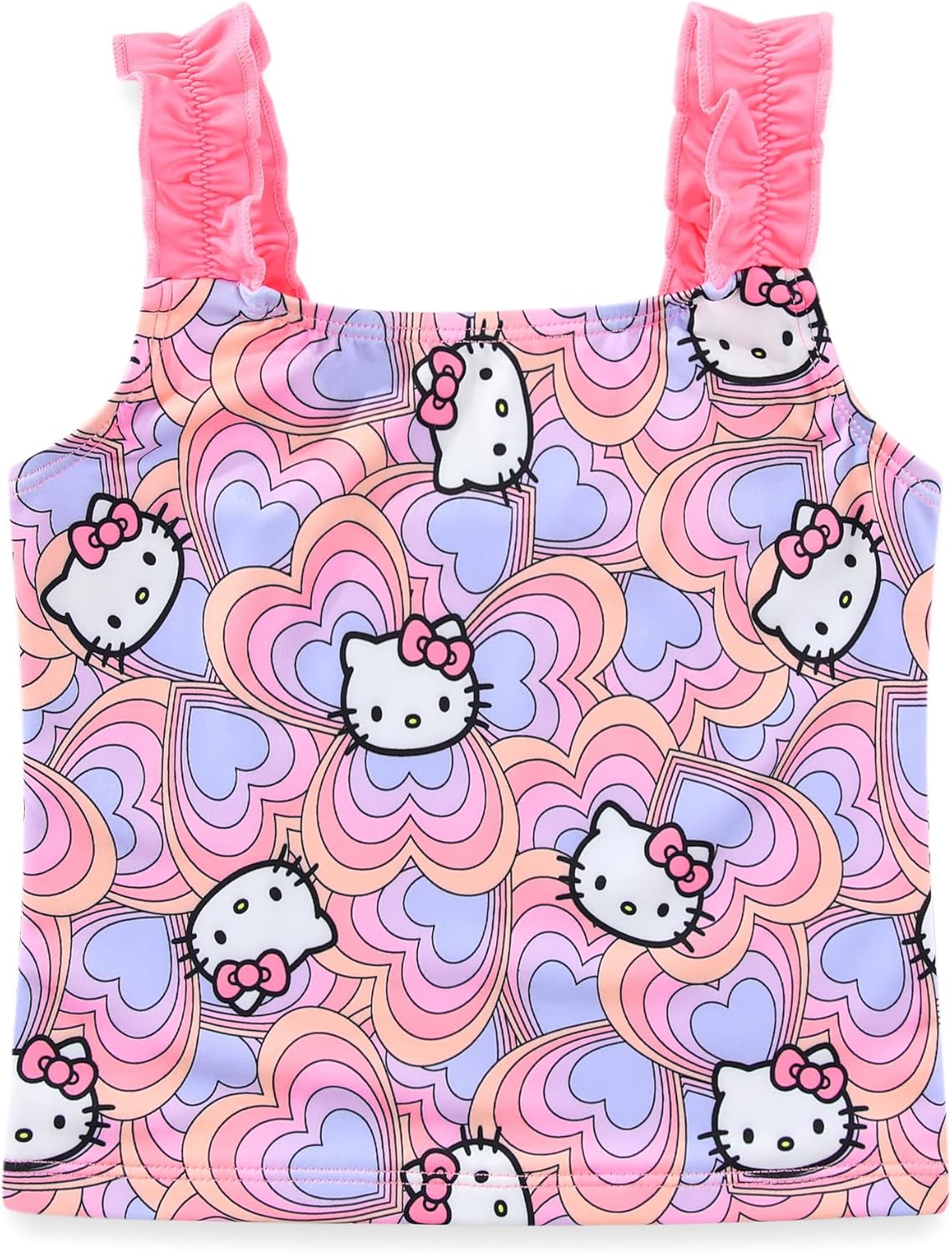 Hello Kitty Sanrio Girls UPF 50+ Bathing Suit Tankini and Bikini Bottom Swimsuit Set for Big Kids