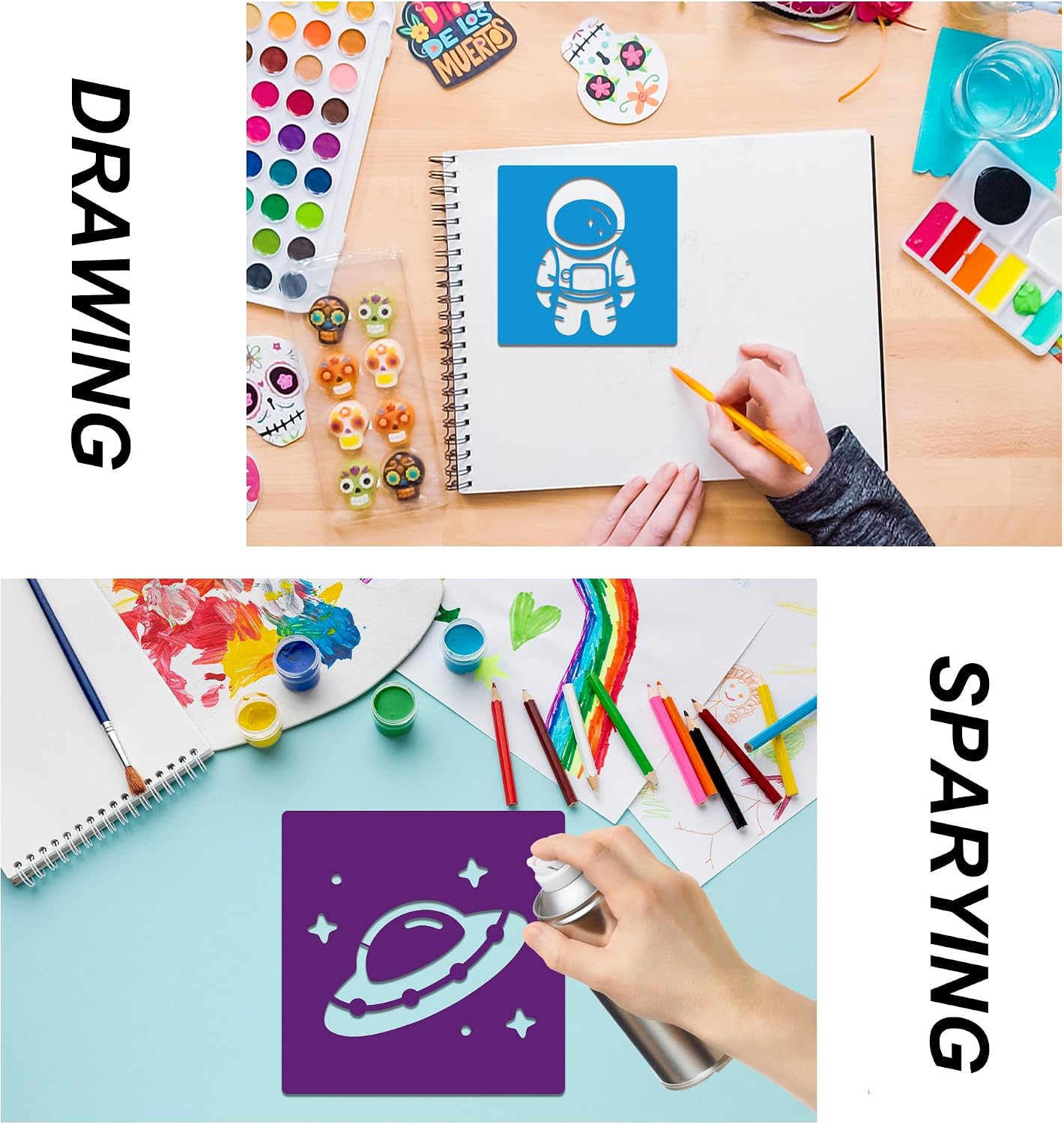 24 PCS Kids Stencils for Painting Sidewalk Chalk Stencils Boys Discovery Themed Stencil Kids Style Collection - 8 in